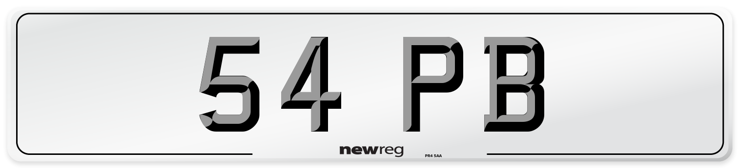 54 PB Number Plate from New Reg